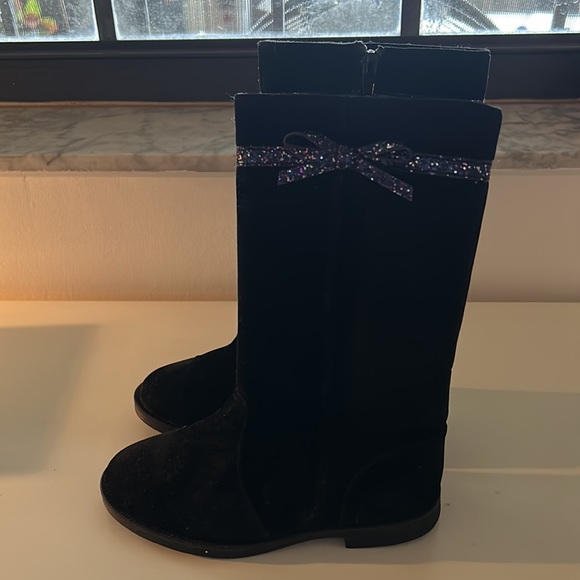 Girls black velvet boots - Picture 2 of 6
